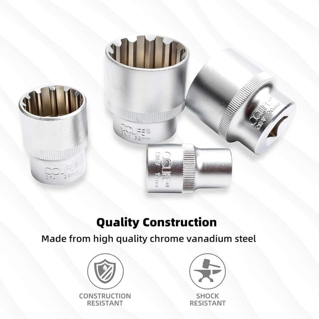 Detalle de CCLIFE Jeu de 19 douilles multidents 1/2" XZN (8 à 32 mm)