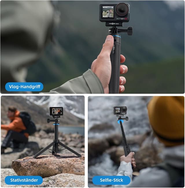 Detalle de 51 cm Osmo Action Selfie Stick Stativ-Set für DJI Action 5 Pro/4/3, Osmo 360 – Mini-Stativ & erweiterbarer Griff