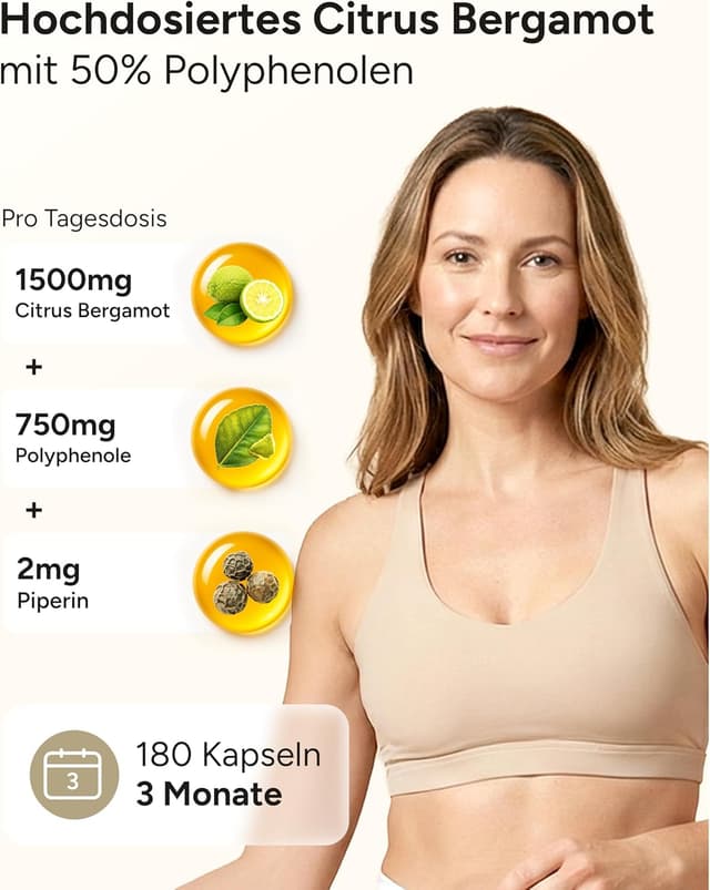 Detalle 2 de Citrus Bergamot Kapseln (180 Stk.) – 1.500 mg Extrakt/Tag mit 50% Polyphenolen