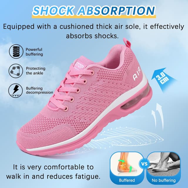 Detalle 2 de Womens Running Shoes Trainers with Air Cushioning & Breathable Mesh – Lightweight Non-Slip Walking Sneakers