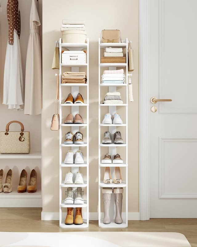 Detalle de Hzuaneri Étagère à chaussures blanche à 10 niveaux (SR21003X) avec crochets