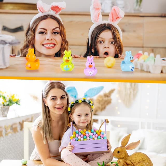 Detalle de XREE 100 Mini Easter Resin Ducks (Glow-in-the-dark) in 7 colours for party gifts, classroom exchanges & mini landscapes