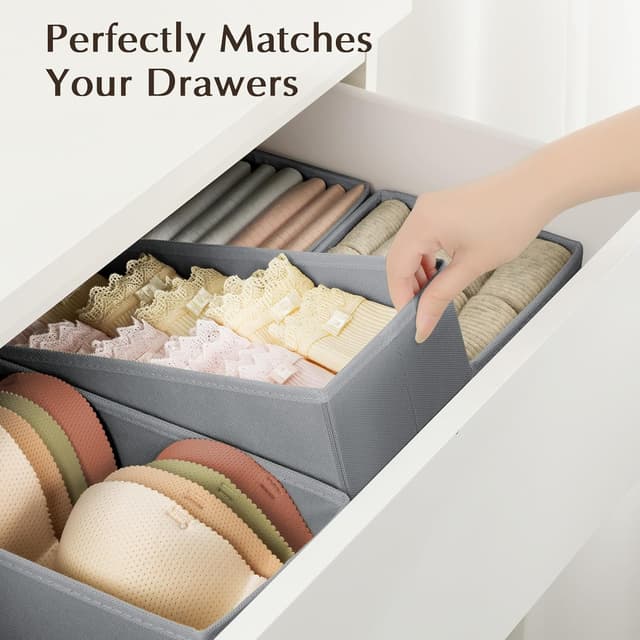 Detalle de DIMJ Drawer Organisers 4 Pack Foldable Storage Box