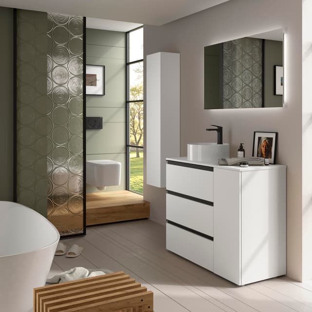 Detalle de Salgar Bequia Plus Metal — mueble baño 3 cajones 1 poza