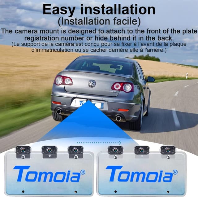 Detalle 2 de Tomoia T1 Plug-and-Play Reversing Camera Kit with 4.3 inch Monitor, HD 1080P Colour Night Vision and DIY Guide Lines