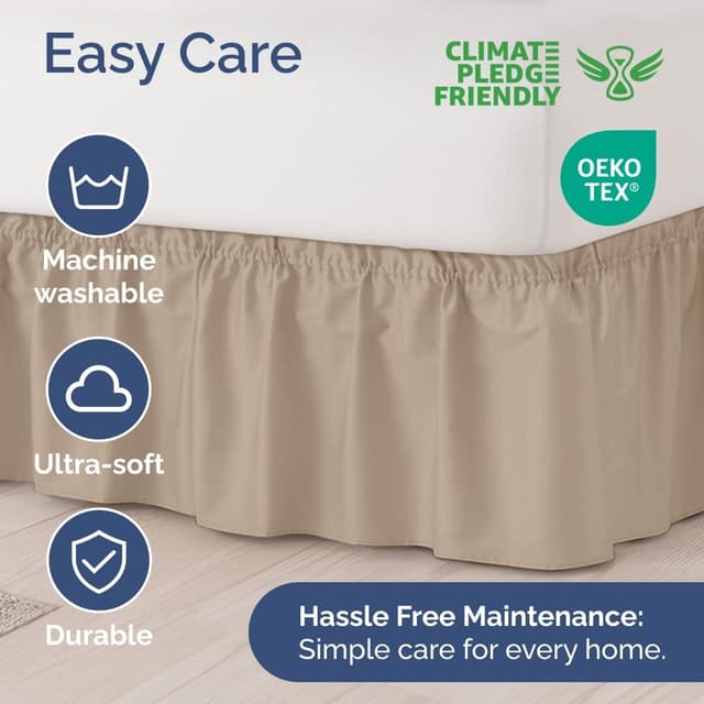 Thumbnail 5 de Wrap Around Dust Ruffle Bed Skirt for King Beds, 15" 📐