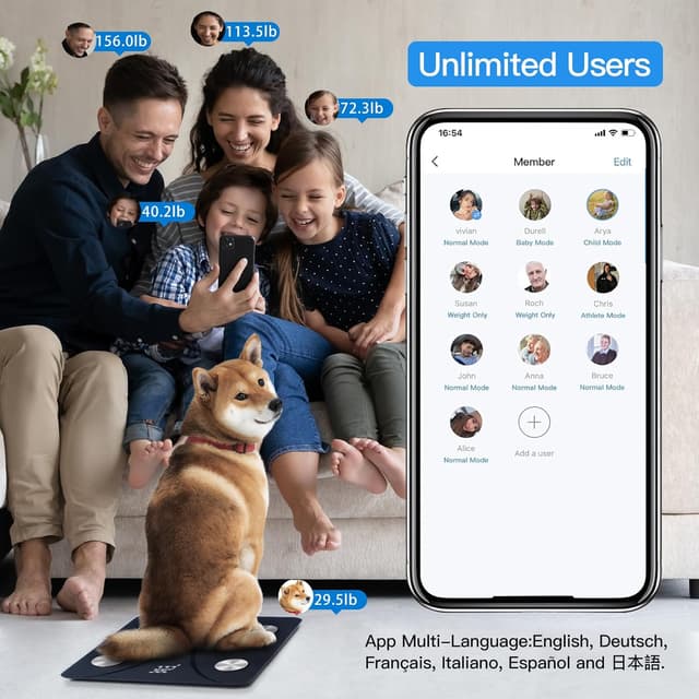 Detalle de Vitafit Balance Connectée Bluetooth Balance Pèse-personne avec impédancemètre et 13 données corporelles (jusqu’à 182 kg) Noir