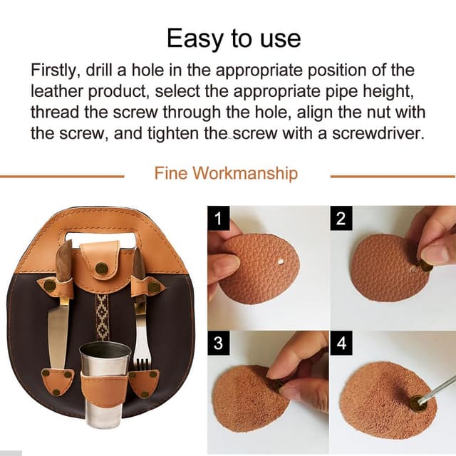 Detalle de Chicago-Buchschrauben-Set M5 x 12 mm (20 Sätze) aus Edelstahl – für Lederwaren, Taschen & Bindungen (Bronze)