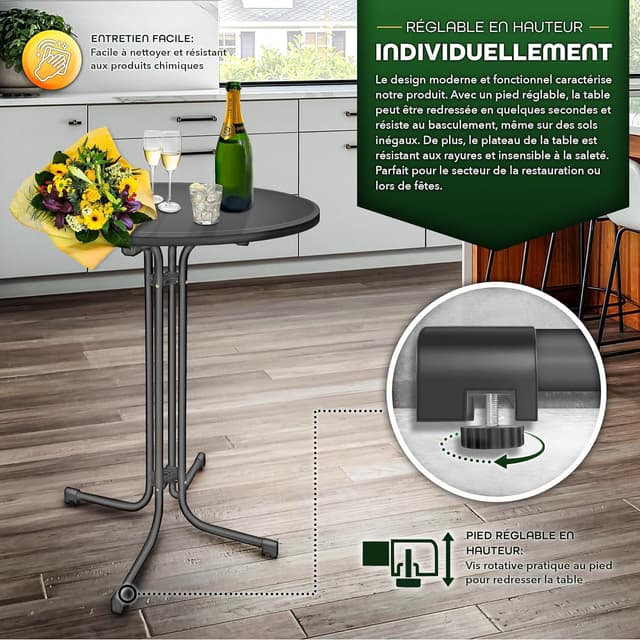 Thumbnail 4 de tillvex® Table de Bistrot Ø 80 cm