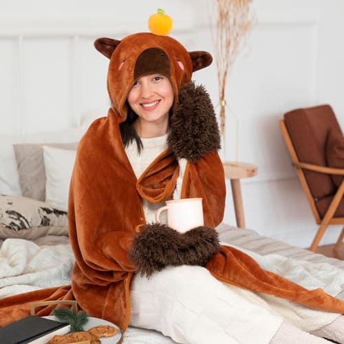 Detalle 2 de Mewaii Batamanta Capibara 130×158 cm, felpa súper suave 🧣