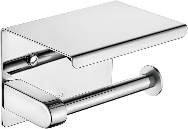 Detalle de Ibergrif Toilettenpapierhalter aus Edelstahl mit Ablage – 2 Montagearten (selbstklebend oder bohren), bis 10 kg