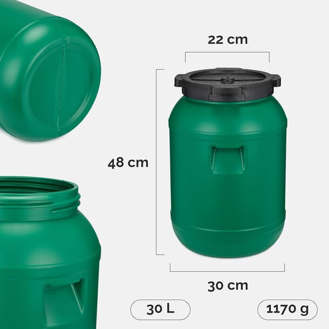 Detalle 2 de Garronda Weithalsfass 30 Liter Futtertonne mit Deckel ohne Dichtung (BPA-freies HDPE)