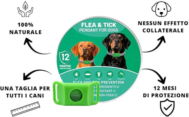 Detalle de Natürliches Floh- und Zeckenhalsband für Hunde (2er-Set) mit Repellent-Hänger – 100% natürliche Inhaltsstoffe