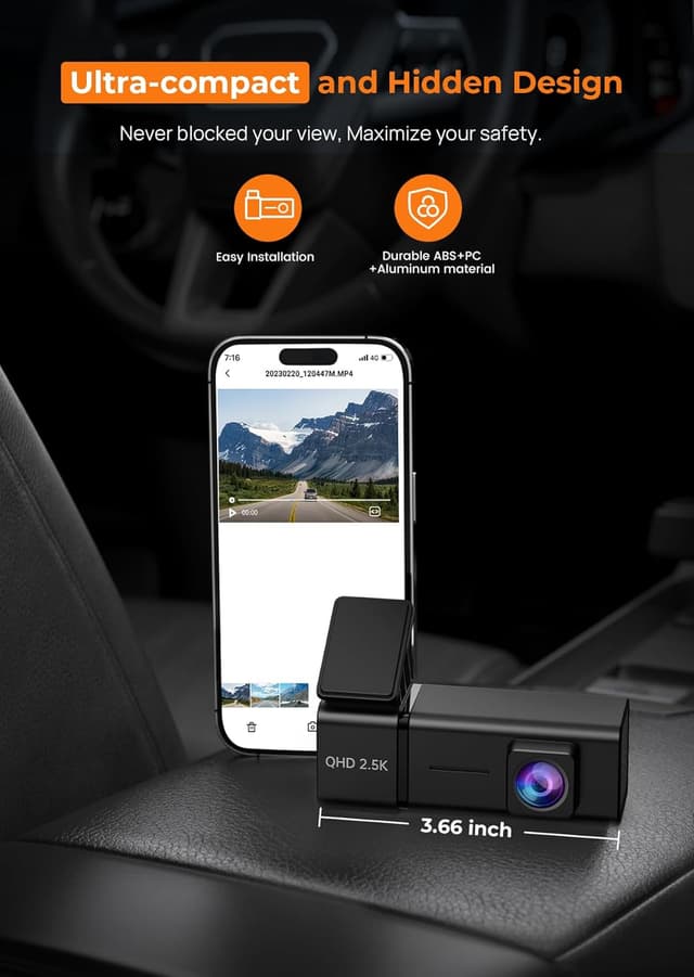 Thumbnail 4 de Dash Cam 2.5K WiFi front car camera 32GB