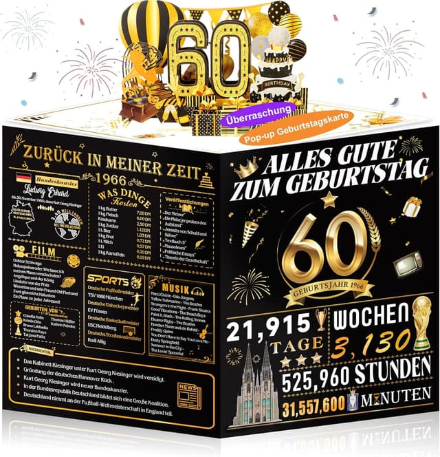 Detalle de OLOSONG Geburtstagskarte 60 als 3D Pop-up
