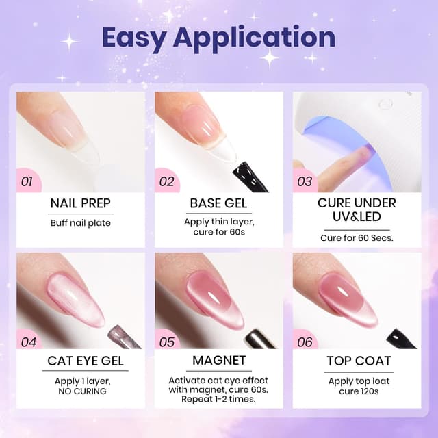 Thumbnail 6 de Beetles Romantic Galaxy Cat Eye Gel Nail Polish Set (6 Colors) — UV/LED Glitter & Velvet Magnet Finish