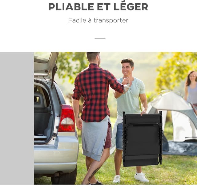 Thumbnail 5 de Outsunny Lot de 2 Bain de Soleil pliable