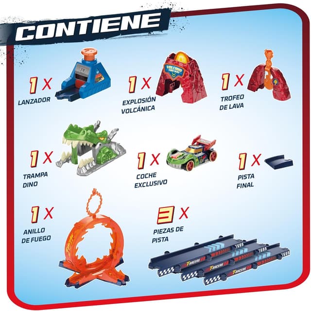 Detalle 2 de T-Racers Mix ‘N Race Volcanosaurus pista con 1 coche exclusivo