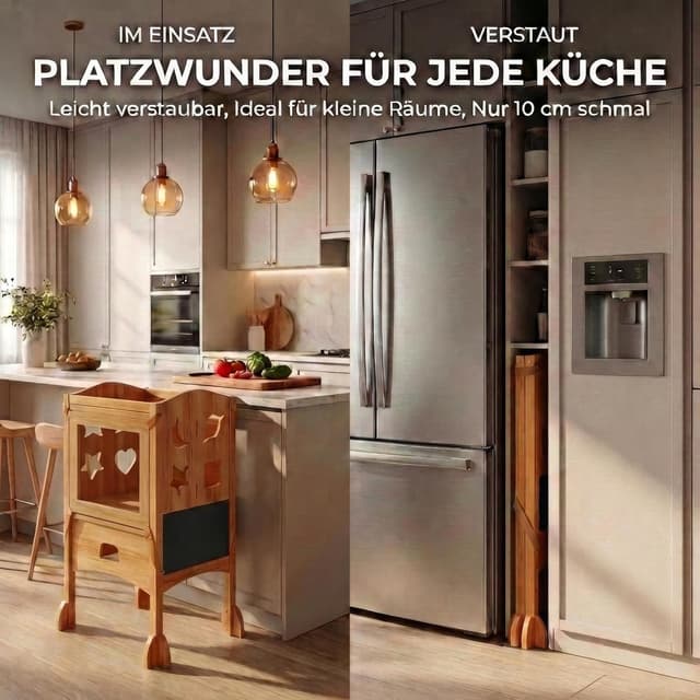 Detalle 2 de BabybeFun Lernturm ab 1 Jahr, klappbar mit 360° Sicherheitsnetz & Anti-Kipp-Schutz