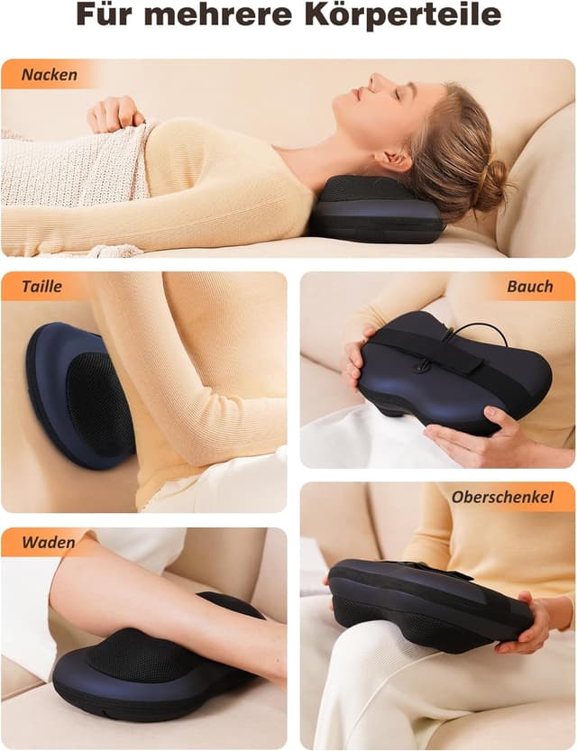 Detalle de KNQZE Massagegerät für Nacken mit Wärme, Shiatsu-Kissen und 3D rotierenden Massageköpfen