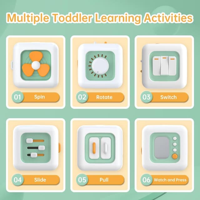 Detalle 2 de lerrbo Sensorisches Spielzeug – 6-in-1 Aktivitätswürfel für Kleinkinder (ab 1 Jahr)