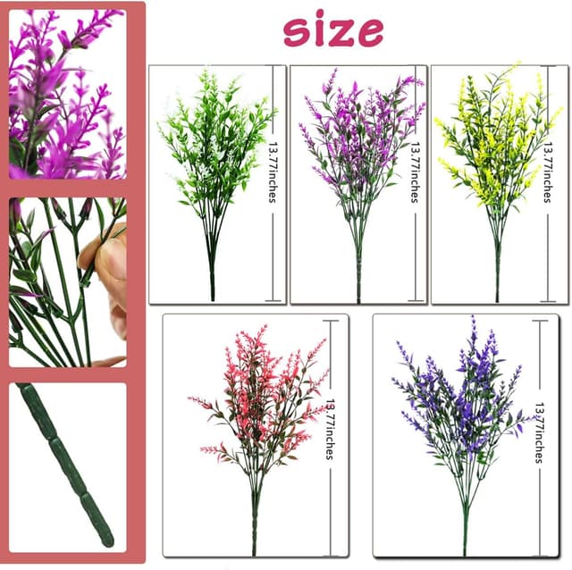 Thumbnail 6 de Sredumn 20 Bundles Artificial Lavender Flowers (UV resistant) for outdoor pots, hanging baskets and fences