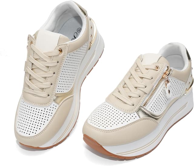 Detalle de JOMIX WSC260025 Sneakers da donna con zeppa, zip laterale e lacci