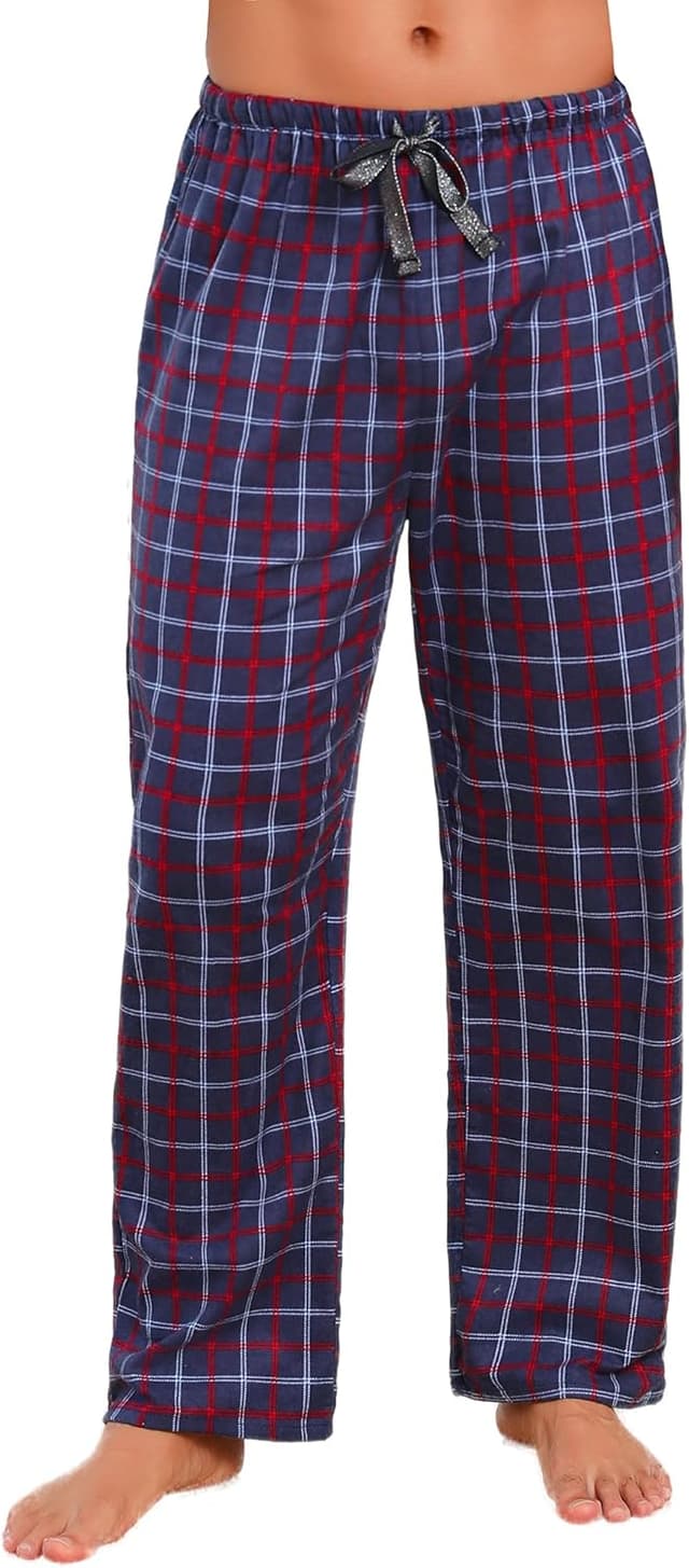 Detalle de ENJOYNIGHT men’s flannel cotton plaid pyjama bottoms with drawstring