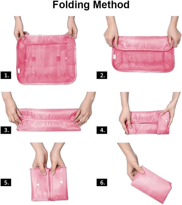 Detalle de OSDUE Organizer Valigia da viaggio con sistema di cubi (9 pezzi) in nylon, set rosa