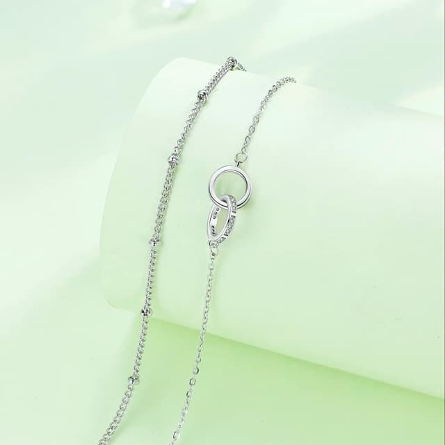 Detalle 2 de Hifeeled Damen-Fußkettchen aus Silber 925 mit Doppel-Kette und Zirkonia, verstellbar (22 cm + 4)