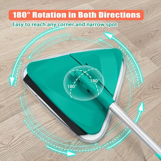 Detalle 2 de JEHONN 200CM Wall Cleaning Mop with Long Handle and 6 Microfibre Chenille Pads (Green)