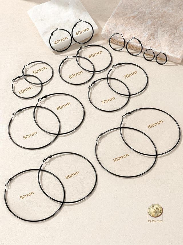 Detalle de GoldChic Créoles noires acier 10 g