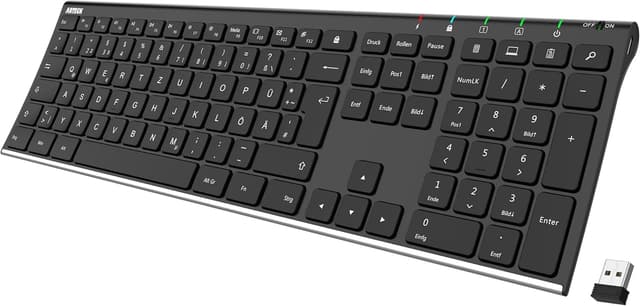 Detalle de Arteck kabellose Tastatur QWERTZ Edelstahl 2,4 GHz