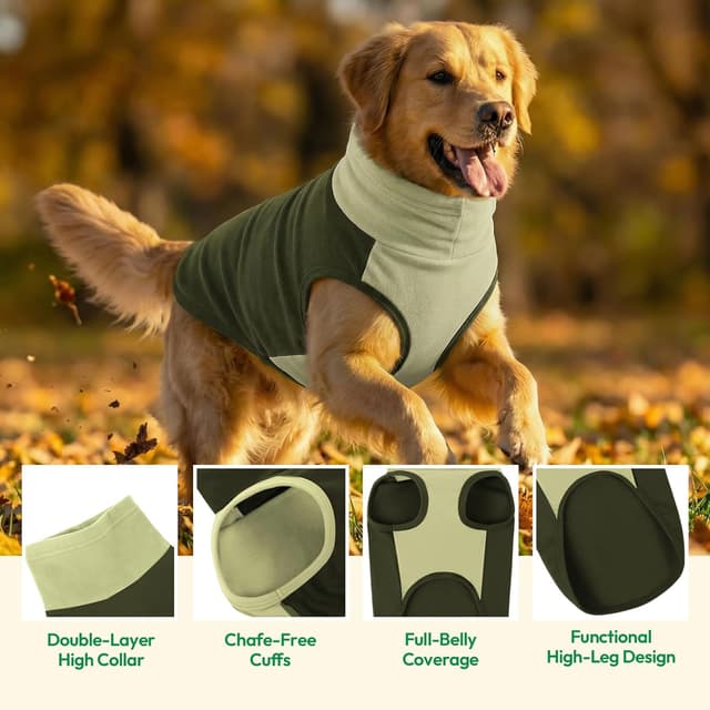 Detalle 2 de KONVINIT Hundepullover Fleece mit Rollkragen – warmer Stretch-Sweater für große Hunde