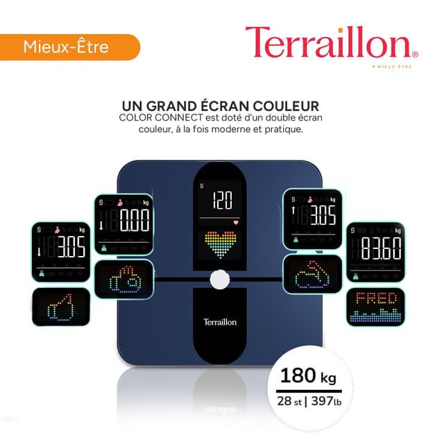 Detalle 2 de TERRAILLON COLOR CONNECT balance connectée 180 kg ⚖