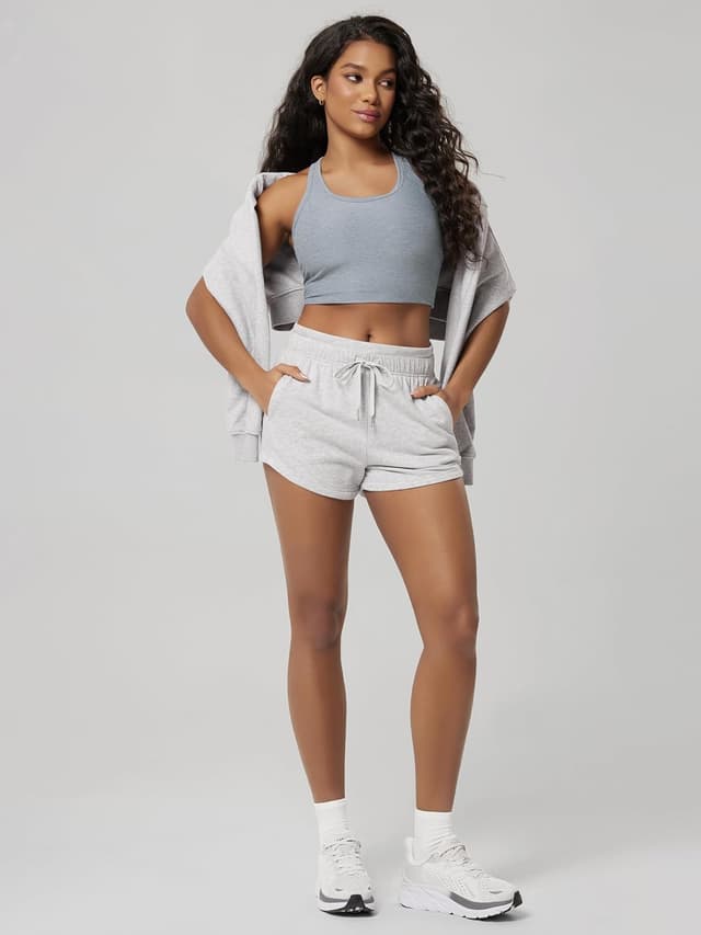 Detalle 2 de ODODOS Women’s Sweat Shorts with Pockets (Cotton French Terry) & Drawstring