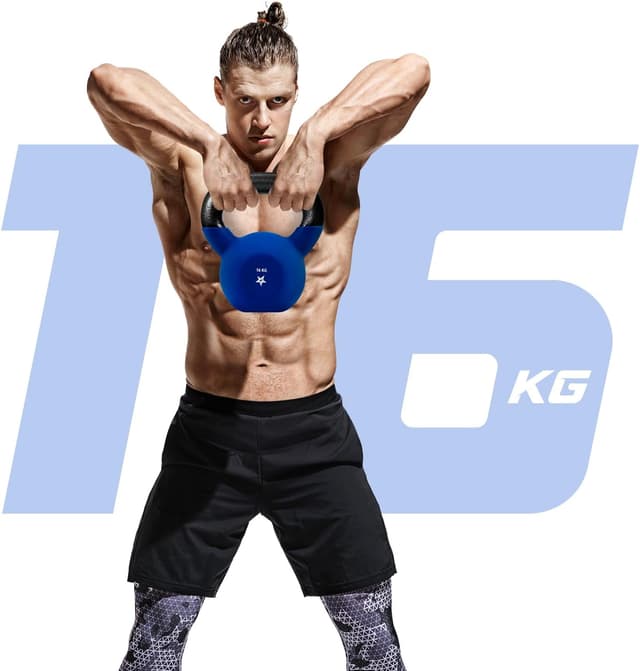 Detalle de Yes4All kettlebell in ghisa 2–20 kg con rivestimento in neoprene multicolore