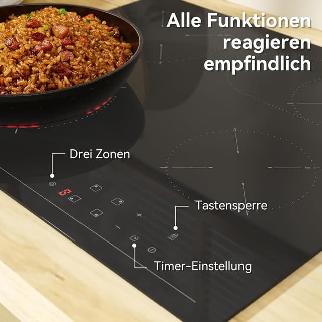 Thumbnail 6 de Hermitlux Glaskeramikkochfeld mit 4 Platten, 9 Heizstufen und 7200 W