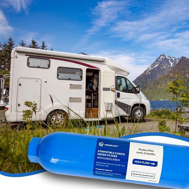 Detalle 2 de Hourleey 2-Pack RV Inline Water Filter with Flexible Hose Protectors