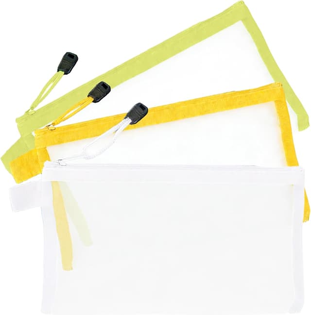 Detalle de MeiLang 3 Pack Clear Pencil Cases (Mesh + Zip Clear Pouch) for School, Travel & Office