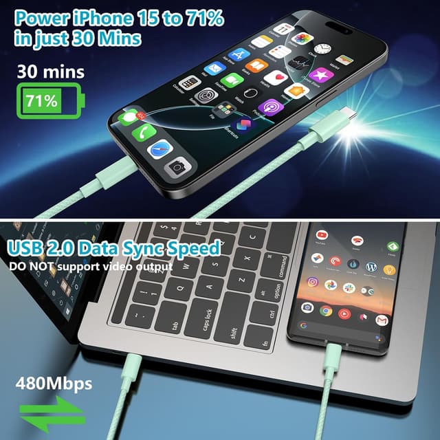 Detalle 1 de USB-C 100W cable, 3m fast charge