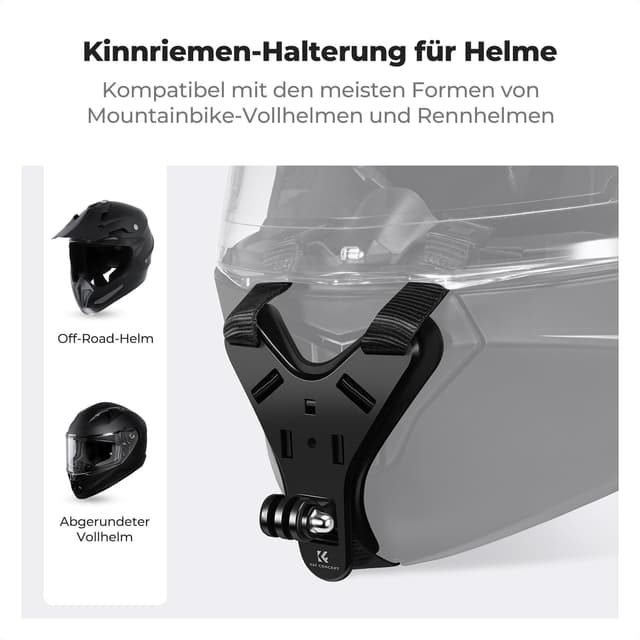 Detalle 2 de K&F CONCEPT Kinnriemenhalterung fürs Action-Cam POV am Motorradhelm (u. a. für Osmo 360 & GoPro Hero 13/12/11)