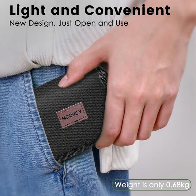 Detalle de MOONCY Camping Stool Folding Mini Chair (33×26.5×32cm), Lightweight Collapsible Stool up to 120kg, Black