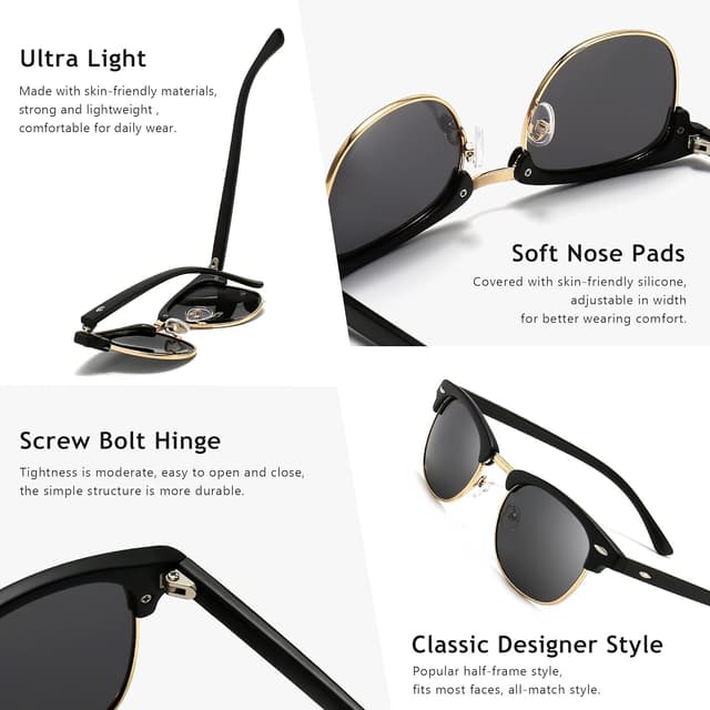 Thumbnail 3 de SUNGAIT Retro Round Lunettes Polarisées 47x51mm