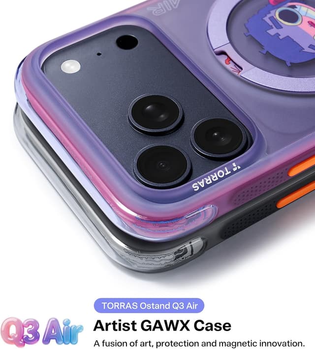 Detalle 2 de TORRAS Ostand Q3 Air GAWX Limited Edition for iPhone 17 Pro Max case with 360° rotating ring stand