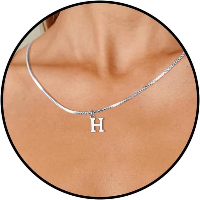 Detalle de Esmoly Collana Donna Iniziale A-Z in Oro 14K Choker regolabile 16+2 pollici