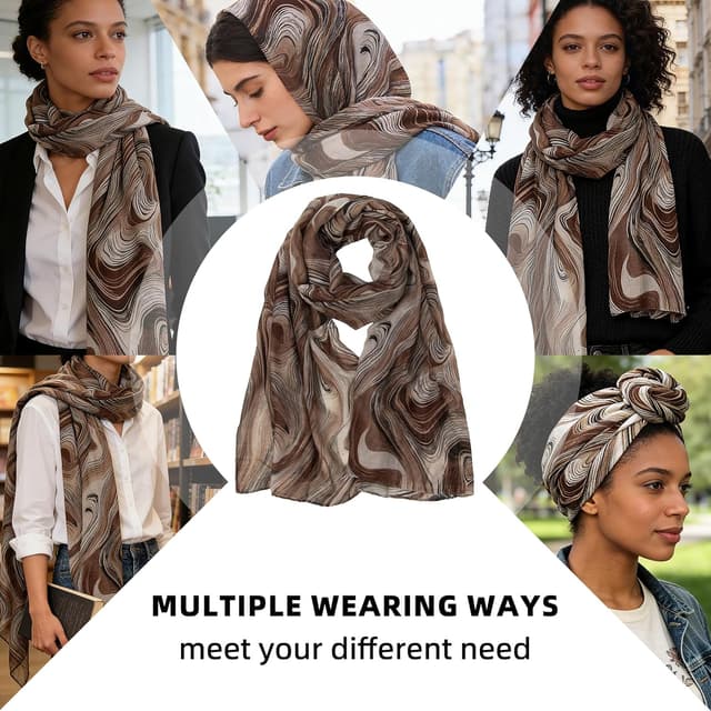 Thumbnail 6 de RIIQIICHY foulard da donna elegante in 100% poliestere, leggero e grande (180 x 90 cm)