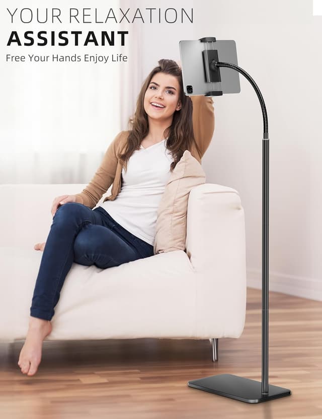 Detalle de LanPavilion adjustable metal iPad stand with flexible gooseneck (4.7–13 inch devices)