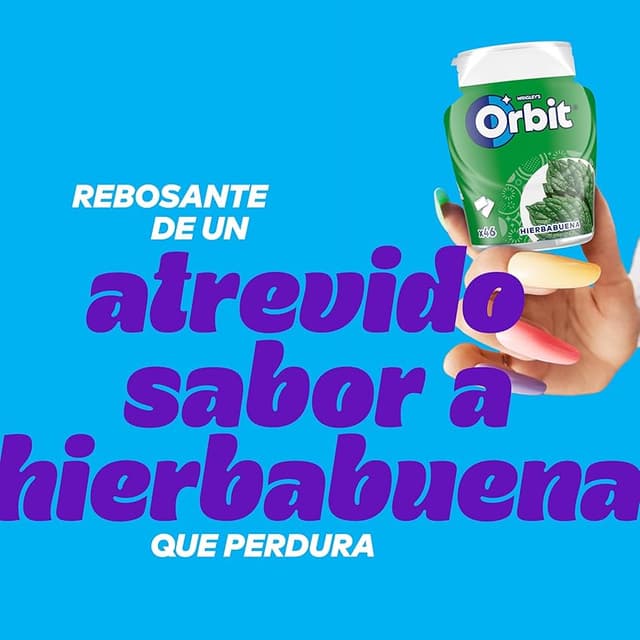 Detalle 2 de Orbit Bote de Chicles Sin Azúcar Hierbabuena 🌿 Larga Duración (6x46)