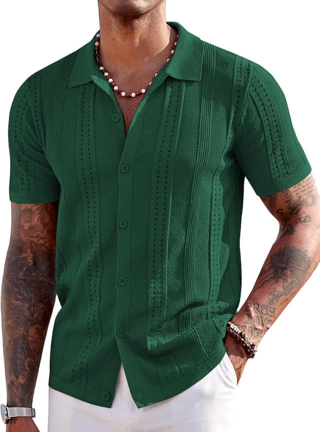 Detalle de COOFANDY Men's Knit Polo Shirt